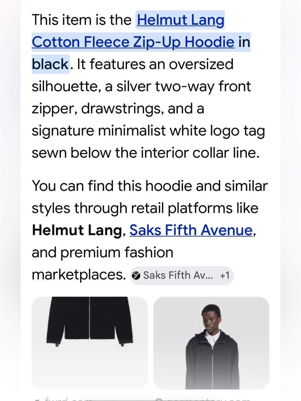 Helmut Lang Black Full-Zip Hooded Sweatshirt - Picture 9 of 15